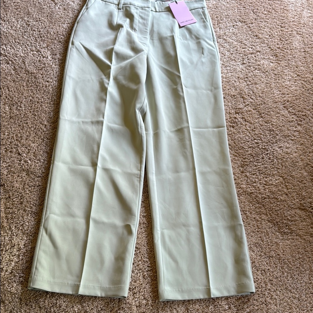 Light Green Wide-Leg Trousers